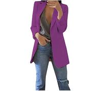 AMhomely Ladies Long Sleeves Frill Ruffle Open Front Duster Coat Jacket Blazer Size 8-26 Cheap Baggy Shirts Loose Tunic Cardigans, Purple, 3XL