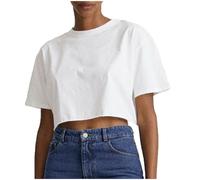AMhomely Ladies Tops Crop T Shirts for Women Y2K Yoga Workout Casual Short Sleeve Tees Solid Basic Pullover Shirts Clubwear Elegant Party Tunic Tops Solid Short T Sportswear White S