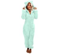AMhomely Leopard Hooded Fleece Onesie for Women - Warm, Fluffy Loungewear with 3D Ears