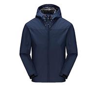 AMhomely Light Waterproof Jacket Men Long Sleeve Casual Trench Coats Lightweight Hooded Jacket Mountaineering Solid Color Casual Cargo Outdoor For Hiking Camping Walking Dark Blue L