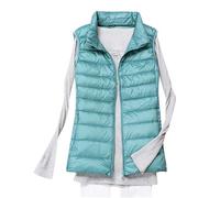 AMhomely Lightweight Down Gilet Ladies Puffer Vest Jackets Women Plus Size Cropped Padded Waisted Coats Full Zip Casual Gilet Jacket Bodywarmer With Pocket Winter Warm Casual Sleeveless Jacket