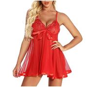 AMhomely Lingerie for Women UK Sexy One Piece Nightdresses Sexy Plus Size Lingerie Lace Bow Nightwear Sleepwear Pajamas Nightwear S-6XL Sleeveless Chemises Sleepwear