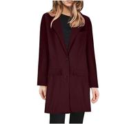 AMhomely Long Blazer Jackets For Women UK Plus Size Button Suit Coats Smart Casual Light Weight Jacket Long Sleeve Plus Size Formal Jacket Plain Oversized Lapel Dress Jacket Clearance