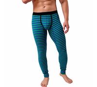 AMhomely Long Johns For Men Thermal Cotton Elastic High Waisted Leggings Striped Print Casual Trousers Breathable Tracksuit Bottoms Basic Layers Winter Thermals Thermal Leggings Trousers Green M