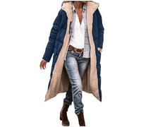 AMhomely Long Winter Coats For Women Oversized Shearling Fleece Long Coats Warm Jackets Clothes Sherpa Quilted Puffer Jackets with Hood Zip Warm Thicken Outwear