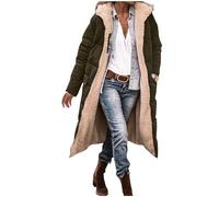 AMhomely Long Winter Coats For Women Oversized Shearling Fleece Long Coats Warm Jackets Clothes Sherpa Quilted Puffer Jackets with Hood Zip Warm Thicken Outwear