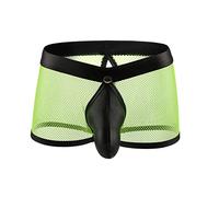 AMhomely Men Boxer Briefs Shorts Soft Underpants See-Through Transparent Sexy Underwear Trunk for Man, 01 Yellow, M