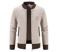 AMhomely Men Jumper Blue Mens Knitted Jacket Casual Knitted Cardigan Jacket Winter Plaid Hooded Fleece Sweater Sweater Sportswear Knitwear Tops Khaki 3XL