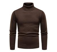 AMhomely Men Knitted Shirts Sweaters for Men UK Winter Cashmere Warm Pullover Solid Color Knitwear Sweater Round-Neck Sweater Pullover Sweatshirt Jumpers for UK Coffee 3XL