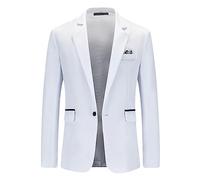 AMhomely Men's Blazer Jacket - Smart Casual Suit Jacket, Single Breasted, Slim Fit, Long Sleeve, Office Work & Casual Outwear, White L