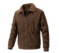 AMhomely Mens Corduroy Jacket Fleece Lined Tactical Winter Jacket Men Retro Vintage Cargo Sherpa Lined Bomber Button Down Trucker With Pocket Windbreak Outwear Coffee XXL
