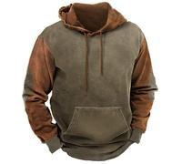AMhomely Mens Hoodie Pullover Sweatshirts Color Block Long Sleeve Tops Plus Size Hoody Drawstring Casual Tops with Pockets Vintage Aztec Pattern Hooded Tee Graphic Print T Shirts Grey L