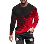 AMhomely Men'S Hoodies Men Shirts Short Sleeve Casual Plus Size Tie-dye Casual Tops Muscle Pullover Tops Graphic Basic Tees Shirts Gym Tees Sweatshirts Red 5XL