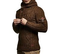AMhomely Mens Jumper Knit Pullover Long Sleeve Sweater for Men UK Mens Splicing Long Slim High Collar Pullover Sweater Knitted Jumper Tops Sweater Pullover Sweatshirt Jumpers for Men UK Coffee M