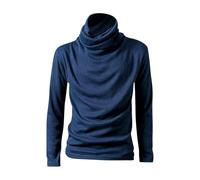 AMhomely Mens Jumpers Knitted Tops Men's Solid Color High Neck Pullover Long Sleeved Loose Base Shirt Top Sweater Turtleneck Sweater Warm Thermal Tops Pullover UK Blue