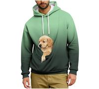 AMhomely Mens Pullover Hoodie Pet Pouch Oversized Sweatshirt With Pocket Loose Fit Cotton Hooded Casual Long Sleeve Drawstring Carry Pouch For Small And Cats,Puppy Kitten Dogs Holder