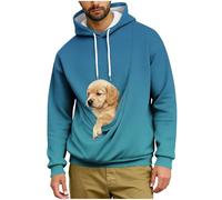AMhomely Mens Pullover Hoodie Pet Pouch Oversized Sweatshirt With Pocket Loose Fit Cotton Hooded Casual Long Sleeve Drawstring Carry Pouch For Small And Cats,Puppy Kitten Dogs Holder