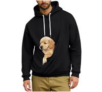 AMhomely Mens Pullover Hoodie Pet Pouch Oversized Sweatshirt With Pocket Loose Fit Cotton Hooded Casual Long Sleeve Drawstring Carry Pouch For Small And Cats,Puppy Kitten Dogs Holder