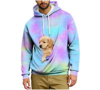 AMhomely Mens Pullover Hoodie Pet Pouch Oversized Sweatshirt With Pocket Loose Fit Cotton Hooded Casual Long Sleeve Drawstring Carry Pouch For Small And Cats,Puppy Kitten Dogs Holder