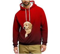AMhomely Mens Pullover Hoodie Pet Pouch Oversized Sweatshirt With Pocket Loose Fit Cotton Hooded Casual Long Sleeve Drawstring Carry Pouch For Small And Cats,Puppy Kitten Dogs Holder