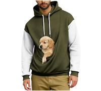 AMhomely Mens Pullover Hoodie Pet Pouch Oversized Sweatshirt With Pocket Loose Fit Cotton Hooded Casual Long Sleeve Drawstring Carry Pouch For Small And Cats,Puppy Kitten Dogs Holder