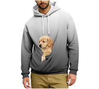 AMhomely Mens Pullover Hoodie Pet Pouch Oversized Sweatshirt With Pocket Loose Fit Cotton Hooded Casual Long Sleeve Drawstring Carry Pouch For Small And Cats,Puppy Kitten Dogs Holder