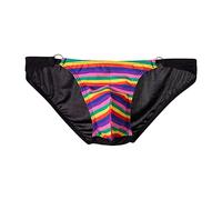 AMhomely Mens Sexy Outfits Men's Color Stripe Briefs Low-waistline Panties Buttock Covering Briefs Naughty Underwear Boxers Erotic Outfits Bedroom