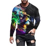 AMhomely Mens Shirts Long Sleeve Animal Print T Shirts Men's Leopard Print T-Shirt Non Positioning Long Sleeve Round Neck Leisure Holiday T-Shirt Office Work Multicolor XXL