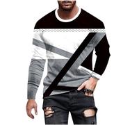 AMhomely Mens Shirts Long Sleeve Smart Casual Mens Shirts Long Sleeve Smart Casual Patterned Tops Pullover Tops Contrast Geometry Basic Tees Workout Tees Sweatshirts Grey 4XL