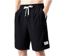 AMhomely Mens Shorts Plus Size Men's Knee Length Summer Shorts Drawstring Casual Shorts with Pocket Gym Workout Shorts Elastic Waisted Running Shorts Solid Hot Pants Holiday Vacation