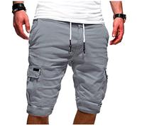 AMhomely Mens Summer Shorts Elasticated Waist Cargo Combat Lightweight Cargo Shorts Utility Work Short Outdoor Loose Fit Casual Outdoor Cycling Running Hiking Chino with Multi Pockets