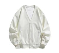 AMhomely Mens Sweatshirts Knitted Cardigans Jumper Warm Jackets Men's Winter Slim Solid Color Sweater Cardigan Single Button Casual Sweater Coat Pullover Jumper Shirts UK White