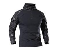 AMhomely Mens Tactical Shirt Long Sleeve Turtleneck Camouflage Tops Plus Size Combat Shirt Multicam Military T Shirts Zipper Camo Pullover Tops Outdoor Uniform Airsoft Hunting Woodland Grey 3XL