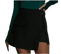 AMhomely Mini Pencil Skirt for Women UK Wrap Around Short Skirt Vintage Party Skirts Going Out Skirts Solid Holiday Vacation Plain Pocket Adjusting The Straps Black XL
