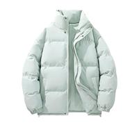 AMhomely Mint Green Down Jacket Men - Padded, Wind Resistant, Relaxed Fit, Zip Up, Snap Button Closure, Side Pockets, Adjustable Hemline, Winter Quilted Coats Warm Jackets Outdoor Plus Size 4XL