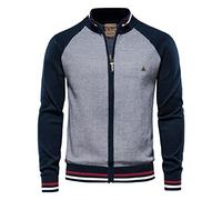 AMhomely Navy Mens Sweatshirts Knitted Cardigans Jumper Warm Jackets Men's Trendy Zipper Sweater Cardigan Stand Up Collar Knitted Long Sleeved Bomber Jackets Pullover Jumper Shirts UK
