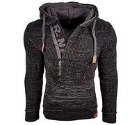 AMhomely Plus Size Mens Knitted Jumper Hoodies with Pockets Zipper Casual Warm Knitting Sweater Tops Pullover Shirts Sale Clearance Male Hoodies Long Sleeve Hooded Sweatshirts Jackets, 02 Black, L