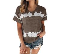 AMhomely Plus Size Tops for Women Short Sleeve Shirts Summer Casual Tees Tops Tie-dye Printed T-Shirt Blouse Crew Neck Casual Tops Summer Basic Tops Loose Fit Casual Oversized T Shirts