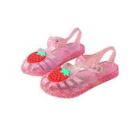 AMhomely Princess Sandals For Girls Jelly Sandals Kids Girls 3-9 Years Summer Closed-Toe Shoes Beach Retro Jellies Flats T-Strap Slingback Little Kids Glitter Dress Flats 01 Pink UK 8.5