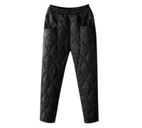 AMhomely Quilted Trousers Womens Puffer Trousers Down Wadded Trousers Ladies with Pocket Thermal Sweatpants Winter Thick Casual Trousers Plain Padded Joggers Cotton Trousers Clearance Black XL