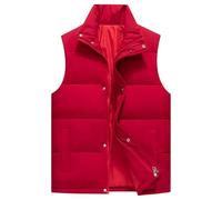 AMhomely Red Puffer Jackets for Men UK Sleeveless Down Coats, Lightweight Gilets Bodywarmer, Winter Warm Windbreaker, Winter Vest Jackets, Classic Casual Outerwear, Full Zip & Buckle Closure 5XL