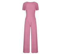 AMhomely Ribbed Knitted Women 2 Piece Set Y2K Knitted Tracksuit Lounge Wear Short Sleeve Cropped With Wide Legs Trousers Casual Outfits Streetwear Ladies Summer Workout Sets Yoga Running Sets