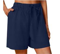 AMhomely Running Shorts Women's Pocket Holiday Vacation Beach Wide Leg Plus Size Solid Drawstring Office Work Going Out Loungwear Casual Yoga Track Bottoms Dark Blue XXL