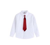 AMhomely School Uniform Boys Shirts-Long Sleeve Button Down Tops,Turn Down Collar Formal Shirts,Plain Casual Dress Tops,Primary,Junior High School,Wedding Party Holiday Vacation A Red 14-15 Years