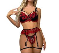 AMhomely Sexy Lingerie for Women Naughty Erotic Outfits Sale Female Cut Out Bra Briefs Sets Lace Solid Cami Pajama Lingerie Set Slutty Underwears Nightwear Sets for Ladies UK Clearance, 20 Wine, L