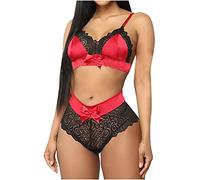 AMhomely Sexy Lingerie Set for Women Clearance Fashion Lace Vest Hollow Mesh See-Through Push Up Sexy Underwear Lingerie Slutty Nightie Initimates Sale Erotic Outfits Costumes for Sex, 02 Red, M