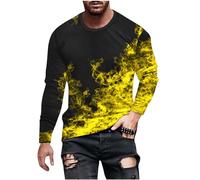AMhomely Shirts For Men Adult Blue And White Shirt Men Size Medium Plus Size Tie-dye Casual Tops Muscle Pullover Tops Graphic Basic Tees Shirts Gym Tees Sweatshirts Yellow M
