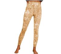 AMhomely Sparkling Leggings for Women UK High Waisted Shiny Leggings Ladies Funny Print Tracksuit Bottoms Elastic Waisted Casual Trousers Slim Fit Basic Pants Active Athletic Trousers Joggers Gold S