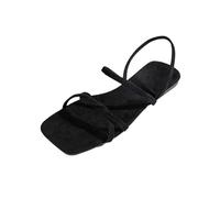 AMhomely Square Toe Sandals Women,2 in 1 Convertible Slide On Sandals,Thin-Sole Flats,Open Toe, Outdoor Casual Slippers,Dressy Roman Shoes,Wedding Party Beach Holiday Vacation A Black