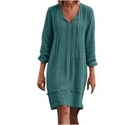 AMhomely Summer Dresses for Women UK Short Holiday Dresses for Beach Plus Size Casual Drawstring Wrap Dress Midi Length Crepe Sports Dress Loose Pullover Daily Wear Holiday 01 Blue 5XL